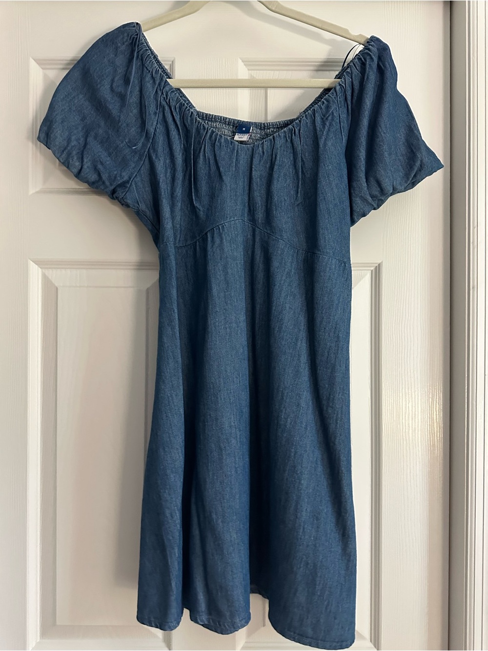 Old Navy Light Blue Denim Dress with Elastic Neckline